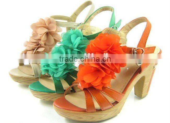 CF0412 Factory high quality ladies ivory chiffon fashion sandal accessories with clips