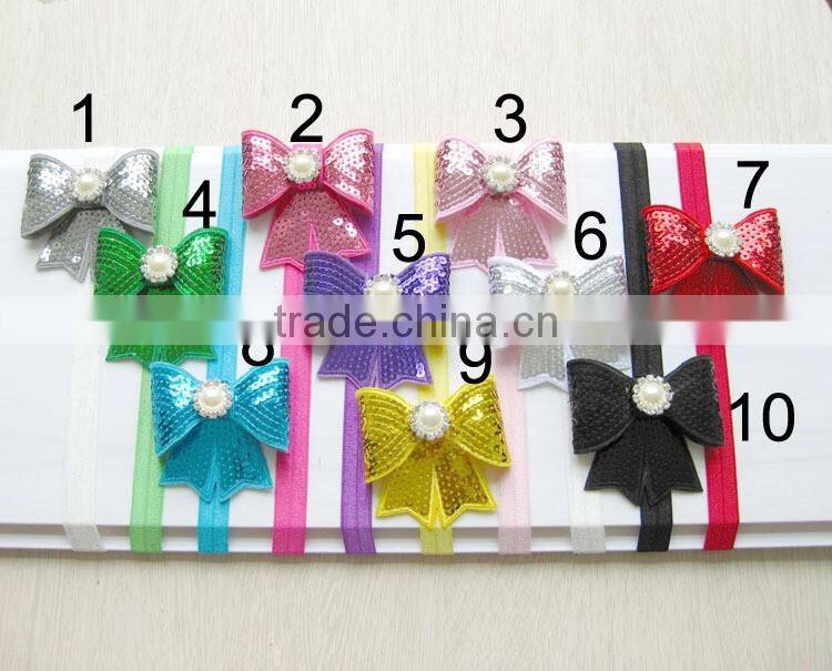 sequin bow flower clip for kids hair accessories
