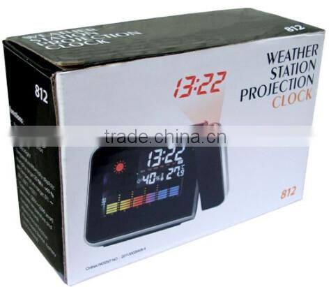 UCHOME Digital Color LCD Display LED Projection Alarm Clock with Weather Station / Temperature / Humidity