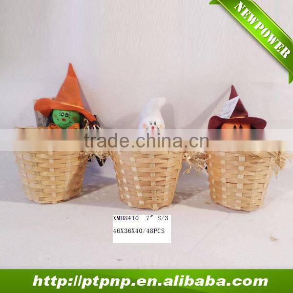 Harwest rabbit scarecrow with bamboo pot