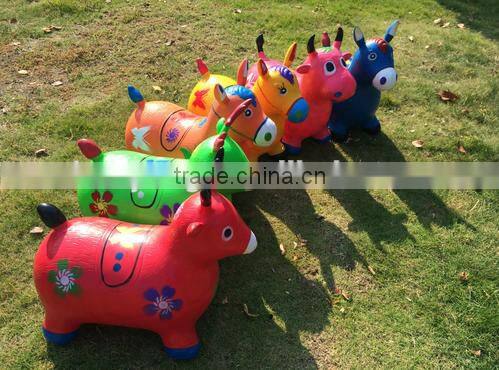 2016 SHUOYANG pvc milk cow jumping toy hopper jumping bouncy animal for sale