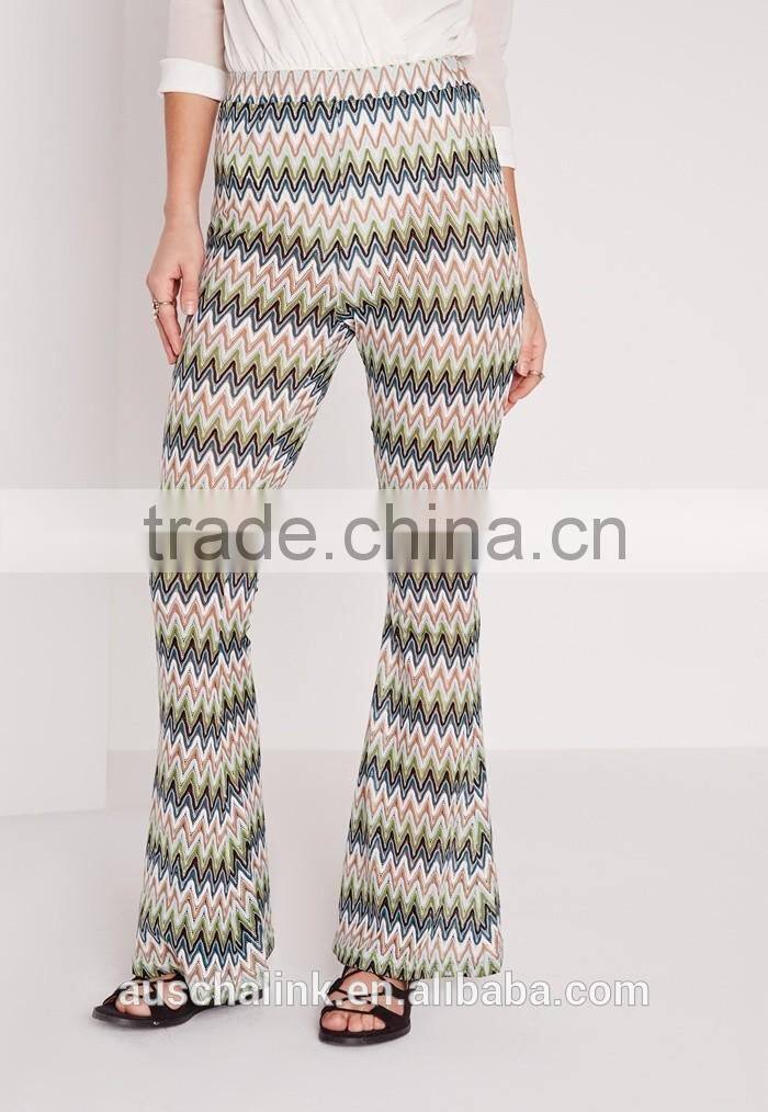 bangkok style lady wave effect skinny flare pants OEM service