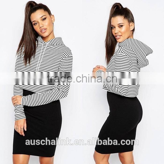new style lady bulk stripe cropped sweatshirts two colors