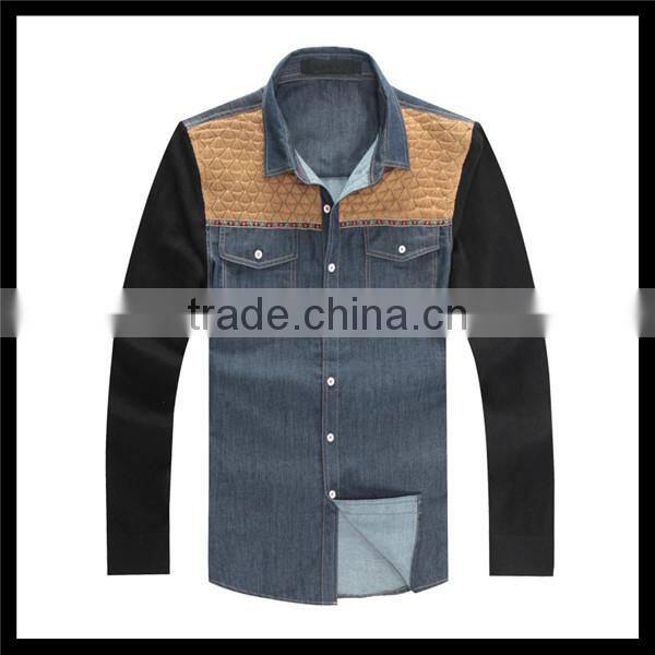 top selling new model all-match denim men casual shirt with two pockets