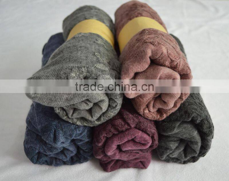 Fashion lady stitching floral popular pashmina shawl plain viscose scarf