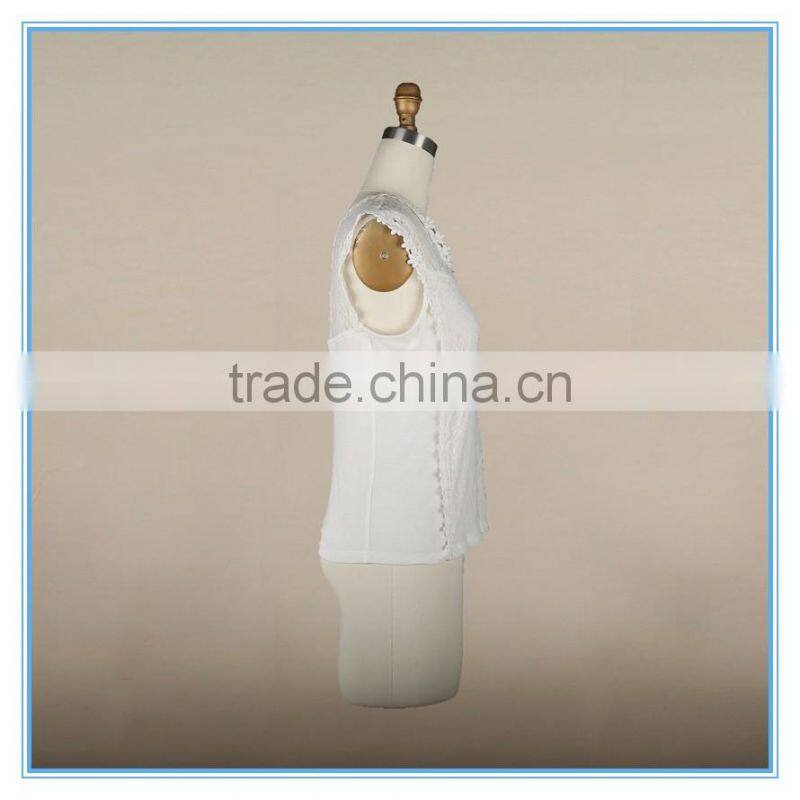 Latest White Sexy Women's Halterneck Slim Fit Lace Casual Tank Top