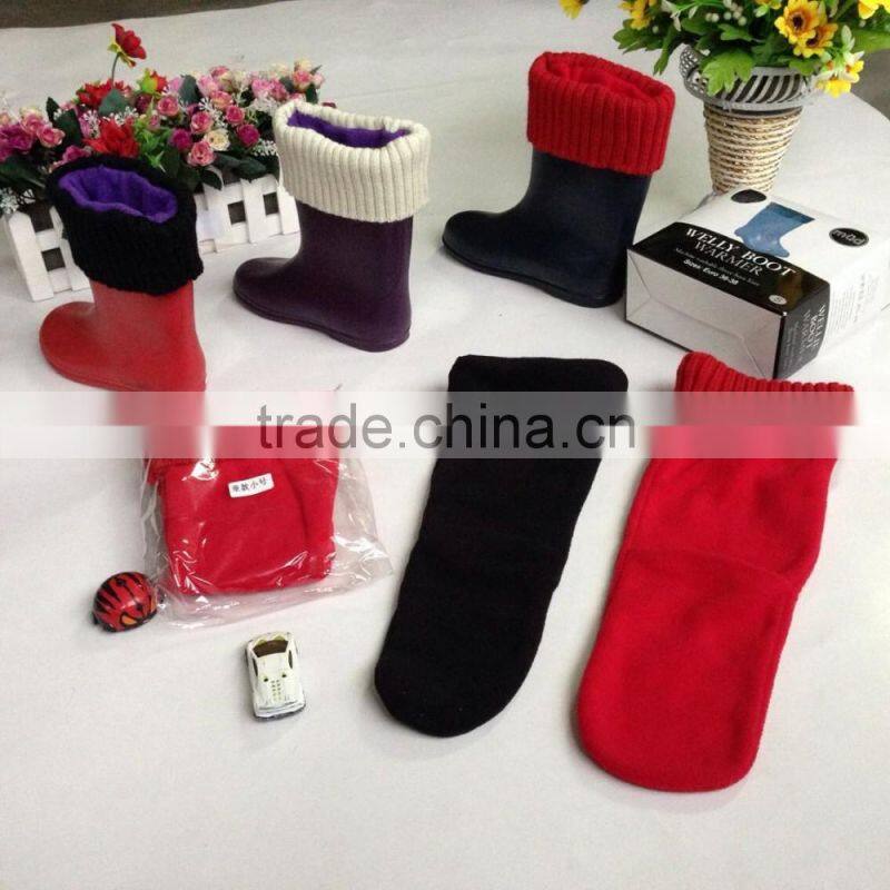 high quality winter windproof warm & soft fleece rain boot liners with knit cuff