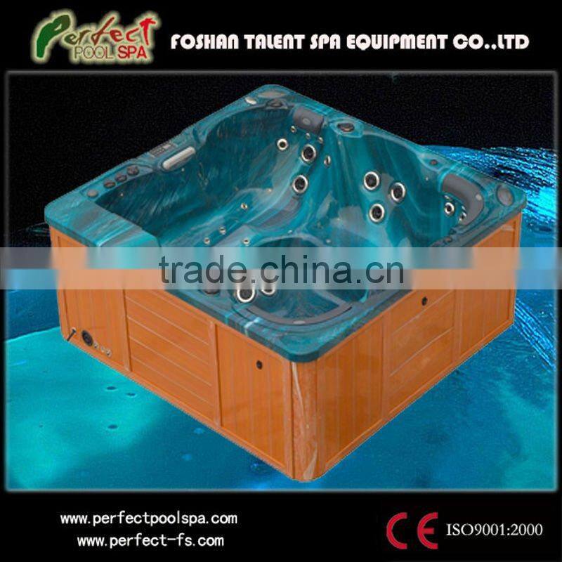 Family joyful outdoor spa/ whirlpool/hot tub with theraphy center