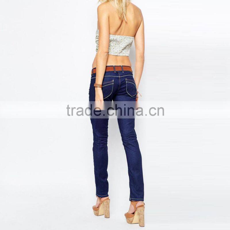 plain custom slim fit denim jeans made in china for women in bulk