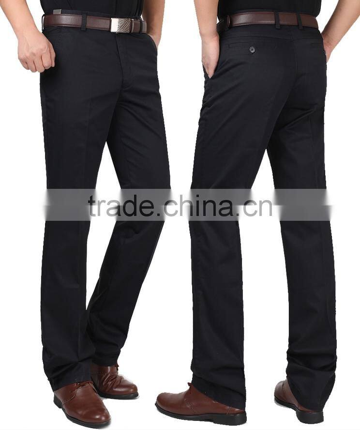 Men's Anti-wrinkle Flat-Front Slim Fit Long Chino Pant