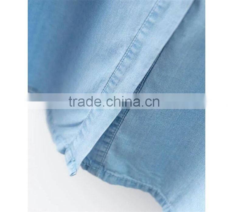 Hot selling beautiful ladies new design top quality denim women plain shirts