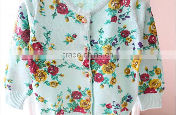 Baby Girl Flower full print sweater cardigan