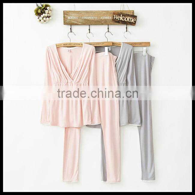 High quality comfortable 100%Cotton plain color maternity sleepwear