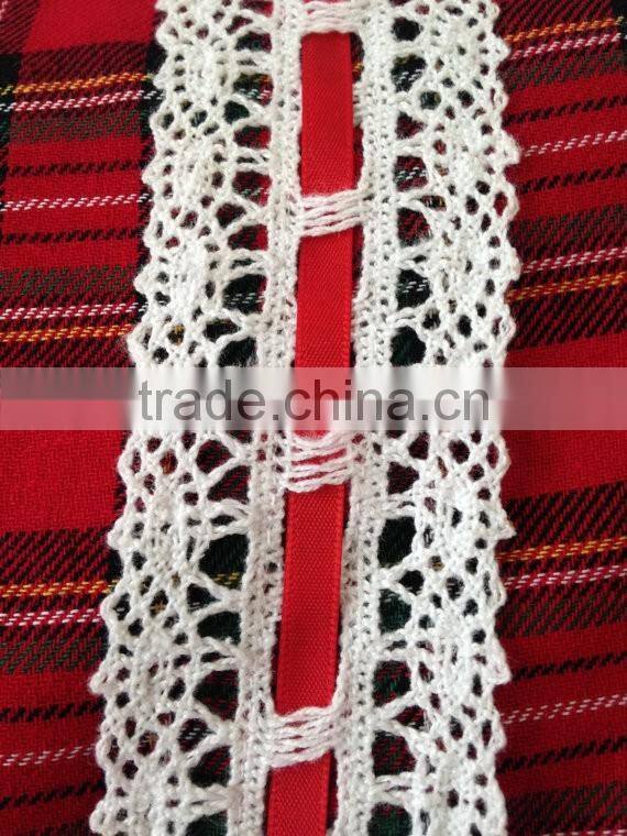 Baby Girls Winter Long Sleeve Vintage Plaid Christmas Lace Dress Red Classic Dress