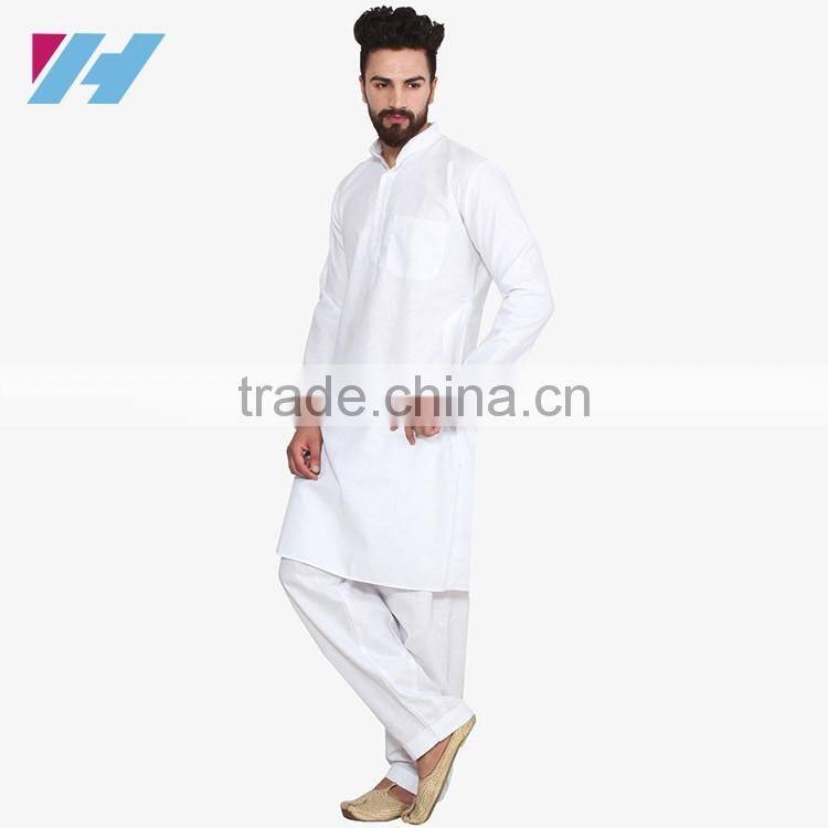 Clothing Wholesale Long Sleeve Knee Length White Kurta Designs For Men