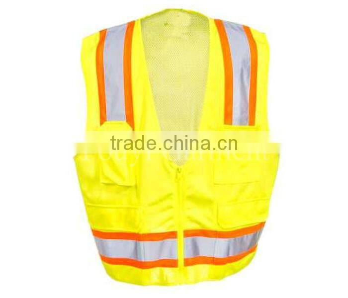extra wide reflective tape yellow China supplier clothing safety workwear vest