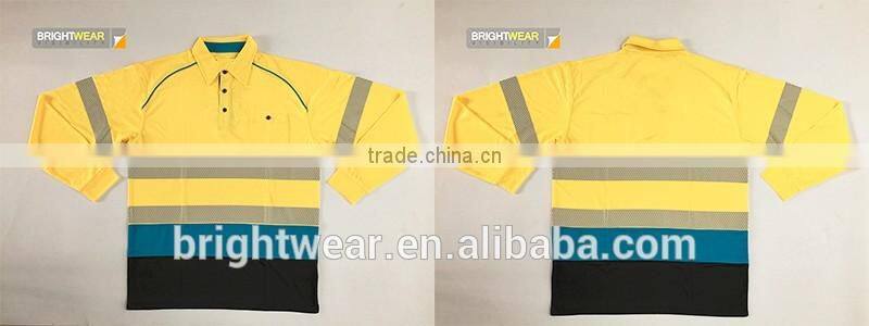 High quality contrast color Australia reflective workwear hi vis 3M tape safety polo shirt