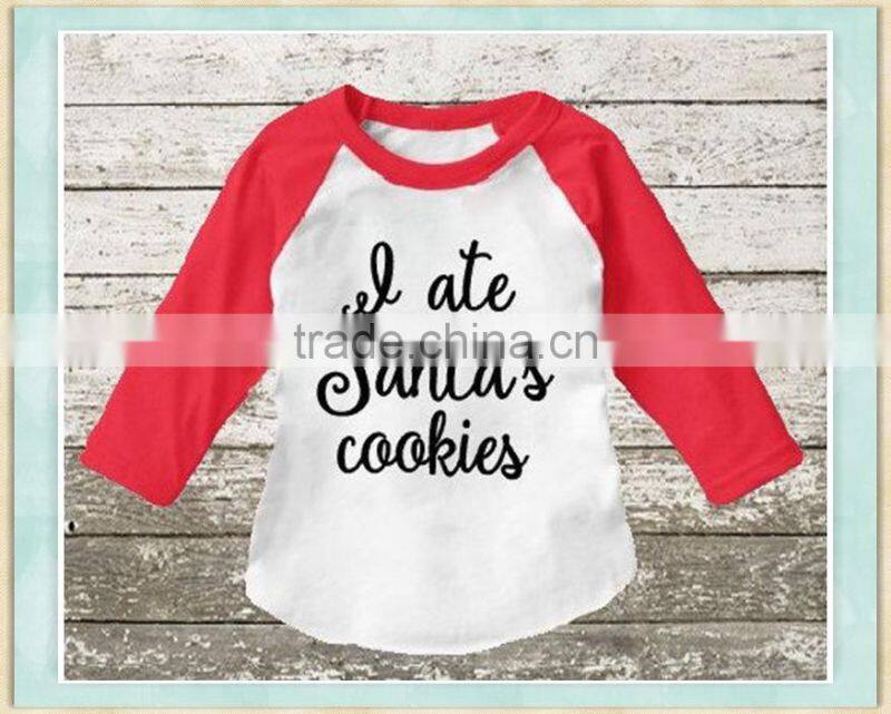 christmas childrens raglan 3/4 sleeve raglan t-shirt wholesale icing ruffle shirt