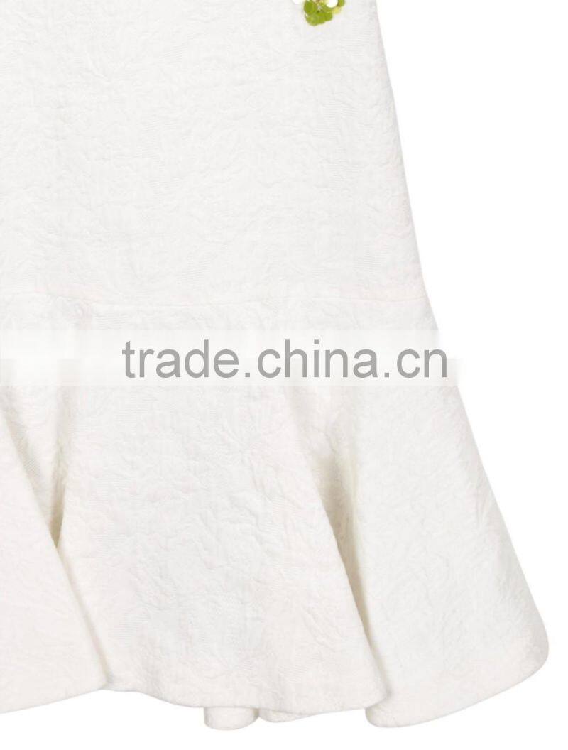 2017 new model wholesale little girl flounced white dresses ruffled skirt boutique clothing