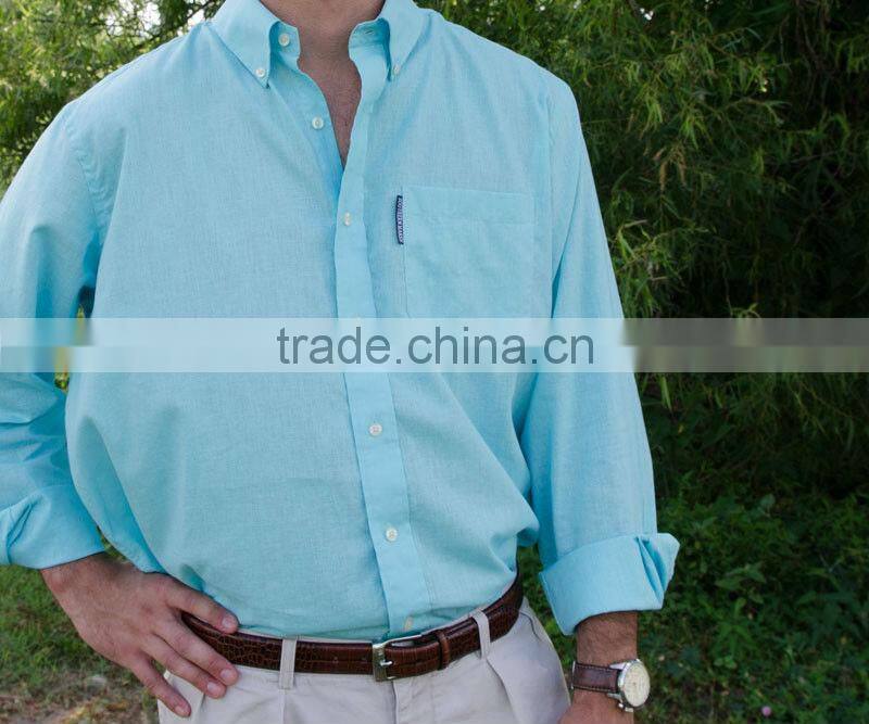 2016 new men's cotton linen long sleeve button down shirring barrel cuff pocket dress shirt