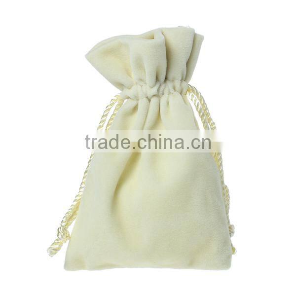 Velvet Jewelry Bags Drawstring Rectangle Off-white 15cm x10cm