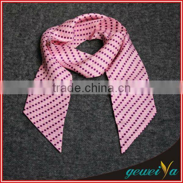 Pink Dot Printed Silk Air Hostess Scarf