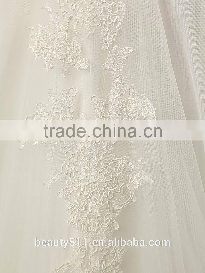 Wholesale 2017 Wedding dress Elegant A-line Sweetheart Cap Sleeve Tulle with lace wedding gown bridal dresses F106
