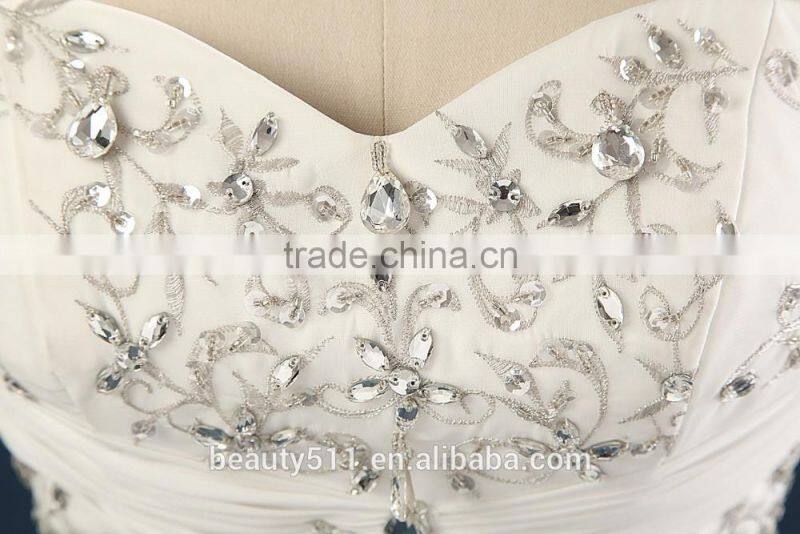 Elegant Embroidered A-Line Strapless Neckline and Sleeveless Lace Wedding Dress AS436