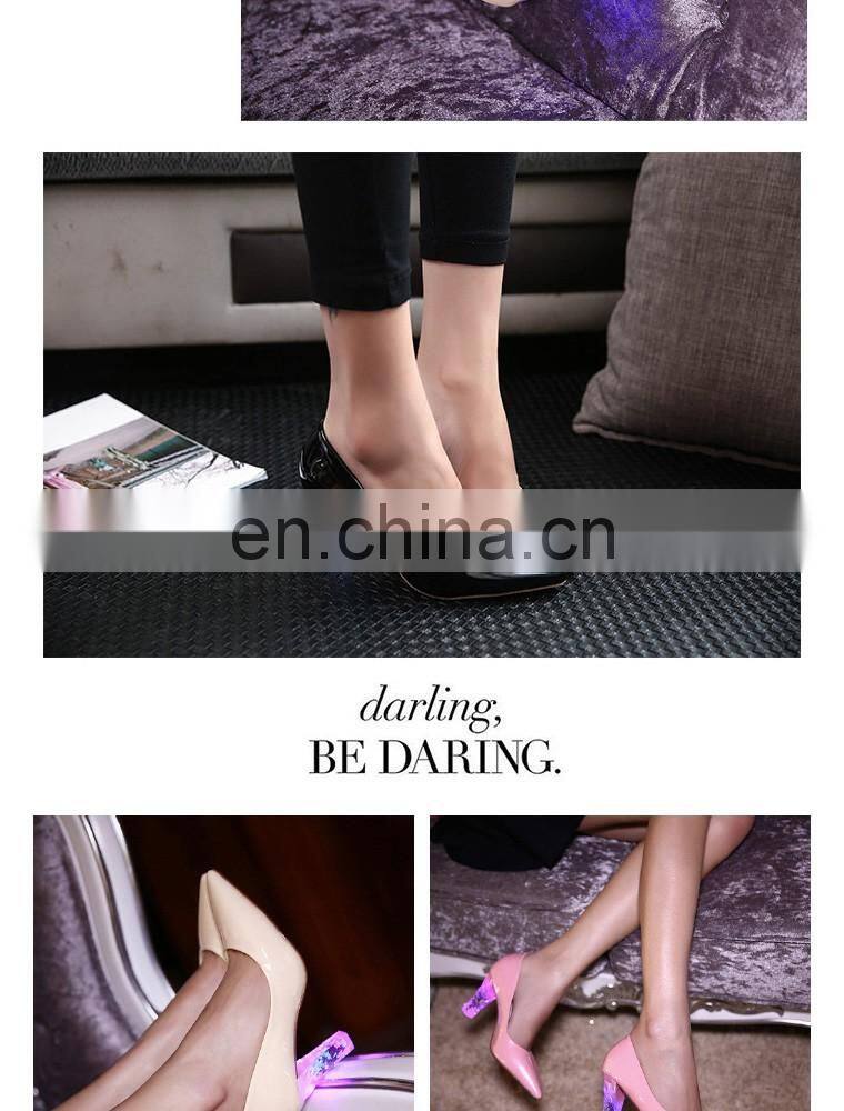 New Arrivels footwear Spring Wholesale Candy Multi Colored Pointy sexy high heels Led shoes Shining light Women shoes Tide shoes