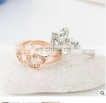 Korean version of the high-quality fashion mask gilded gold crystal ring tail ring girl gift ring