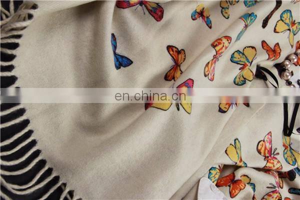 inner mongolian factory directly wholesale 100% cashmere scarf woolen thick women warm butterfly print pashmina shawl