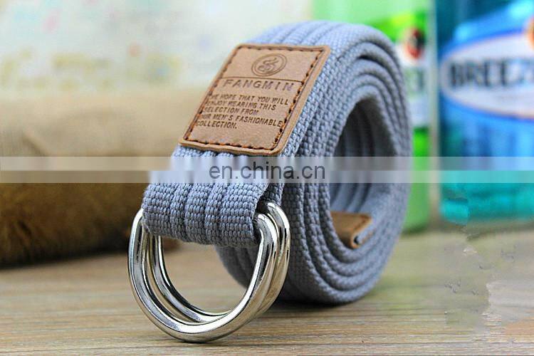 BT0635 Fashion Double D-ring Jeans Belt Fabric Canvas Belt for Men