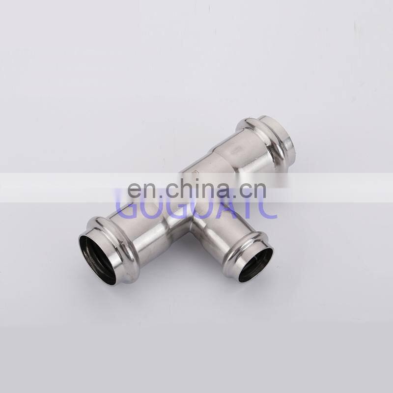 Ferrule connection water joint DN15/20/25/32/40/50 press tee reducing T type stainless steel 304 sanitary pipe sanitary fittings