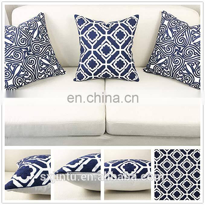 Wholesale DIY embroidery Cotton canvas pillowcase cushion cover for Living Room