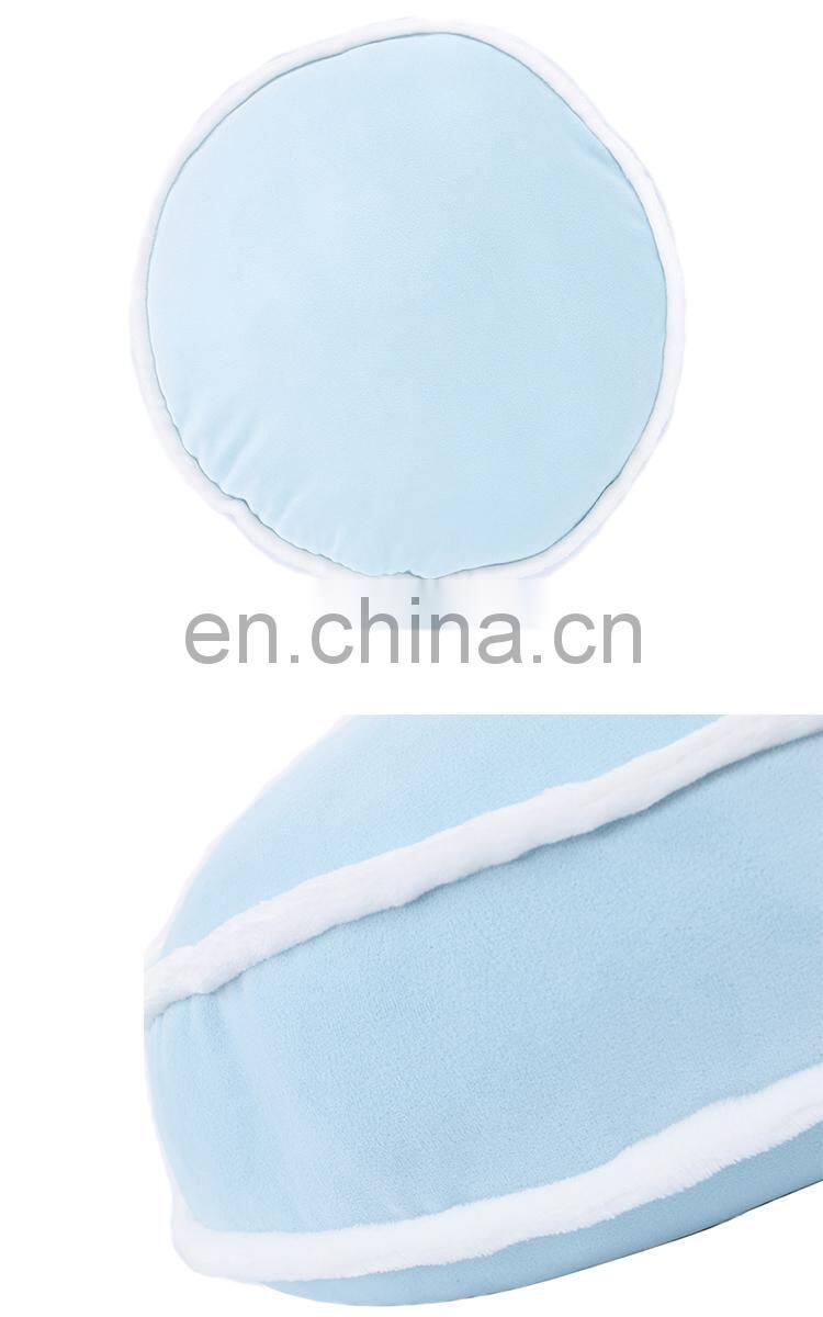 High quality light blue round plush decoration cushion round cake stuffed chair pad car seat cushion