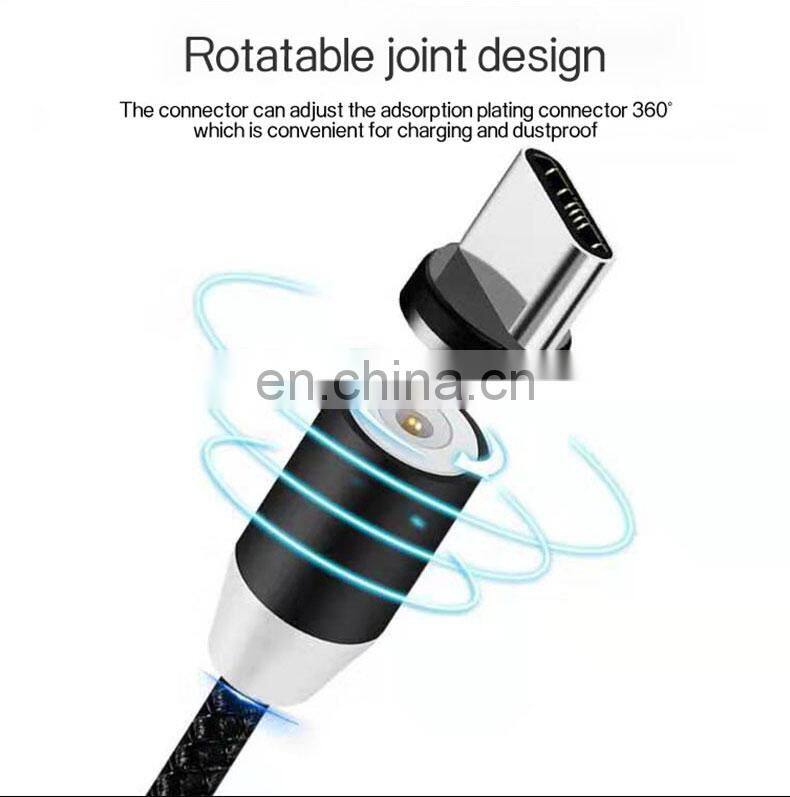 Flowing Light Led Magnetic Charging Cable Micro Usb Type C Magnet Usb Cable Streamer Phone Charger Cable For Iphone