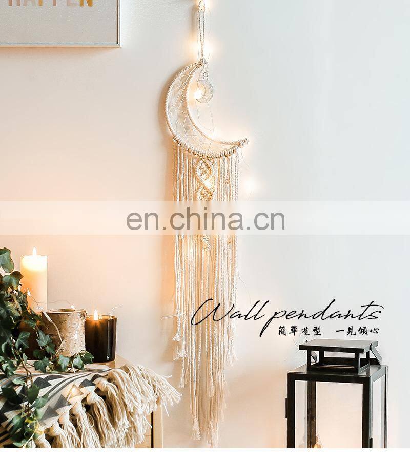 half Moon Star Big Dream Catchers Metal Ring Pendant Handmade Nordic Wind Chimes Home Styling