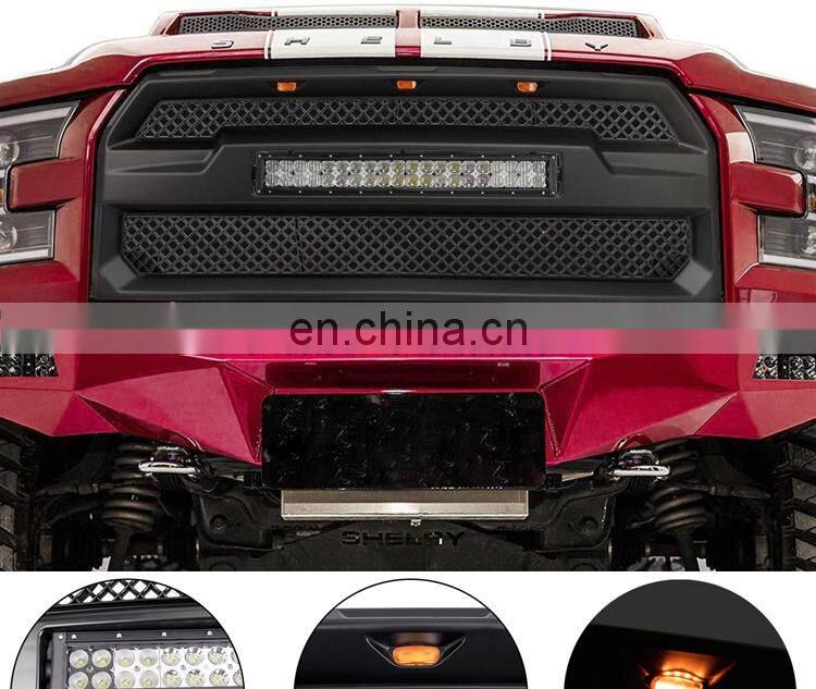 Fits F150 2015-2017 Front Upper Grille Raptor Style With LED Light Bar