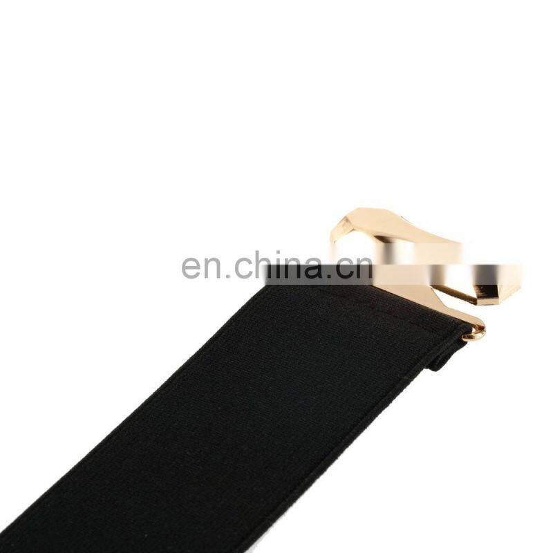 Women Elastic Belt Material Mirror Metal Waist Belt Metallic Bling Gold Plate Wide fashion Band