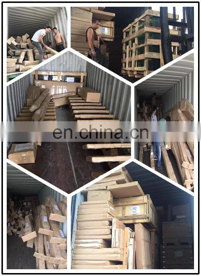 Indoor Tempered Glass Balustrade Straight Staircase Wood Stairs With Glass Standoff Railing