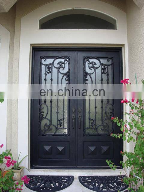 Customized villa popular grill designs durable profile front wrought iron double door