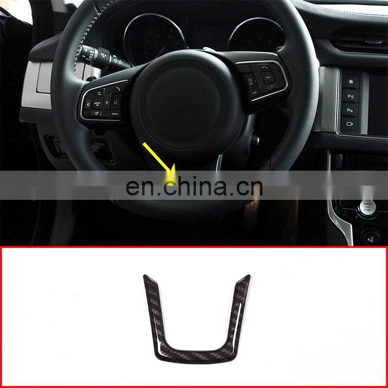 Carbon Fiber Style Interior Steering Wheel Cover Trim For Jaguar XE/XF/F-Pace 2015 2016 2017 Car Accessories