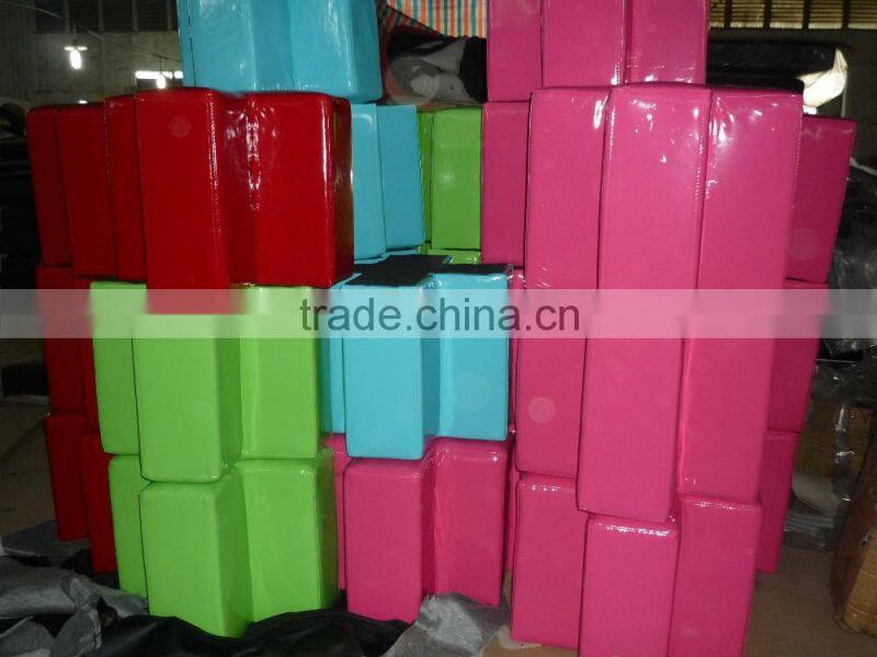 Leather Colorful Candy Feet Stool Wood Frame Stool