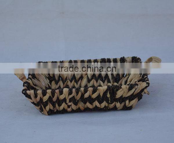 Natural Water Hyacinth Sea grass Woven Ear Handle Storage Tray