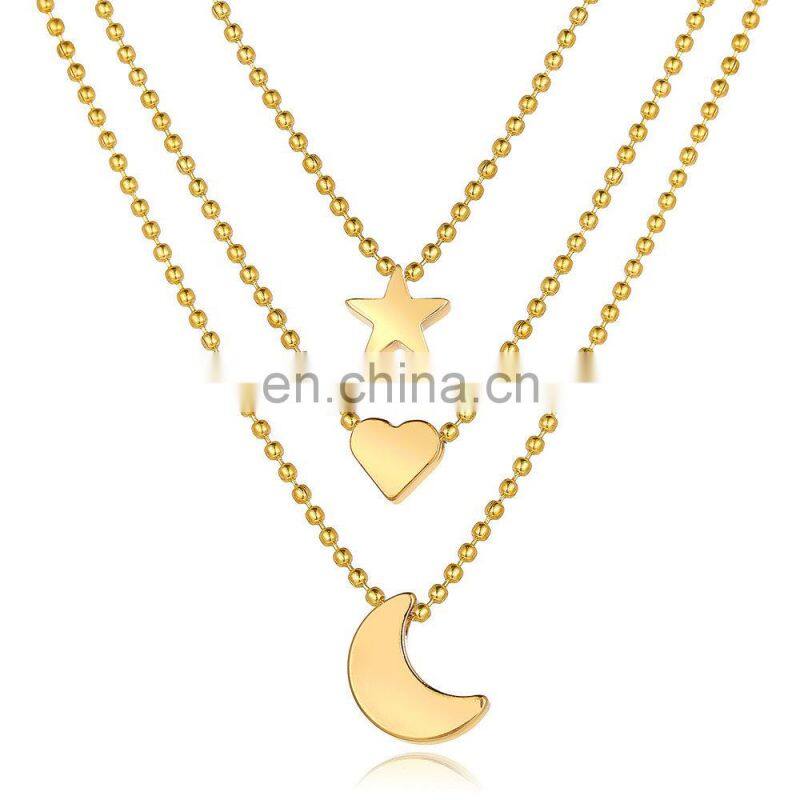 Bohemian Gold Moon Choker Necklace for Women Chains Statement Necklace Star Map Heart Pendant Necklaces Boho Jewelry Gift