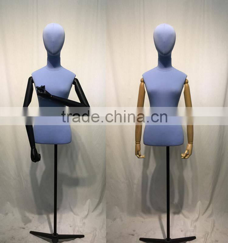 half body torso mannequin with wooden flexible arm