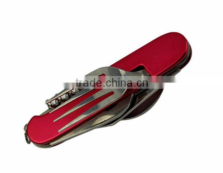 Outdoor Camping Tableware Stainless Steel Folding Fork Knife Spoon Sets Picnic B