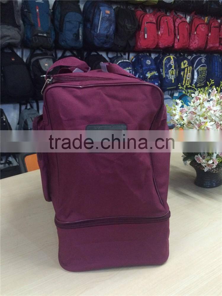 600D polyester double layer sports bag basic medium soccer bag large duffel bag