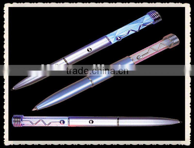hallmark corrosion pen with 3 color led glowing ,office stationery accessories promotional and advertising ballpen ,light up pen