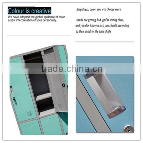 Colorful clothes locker with hanging rods